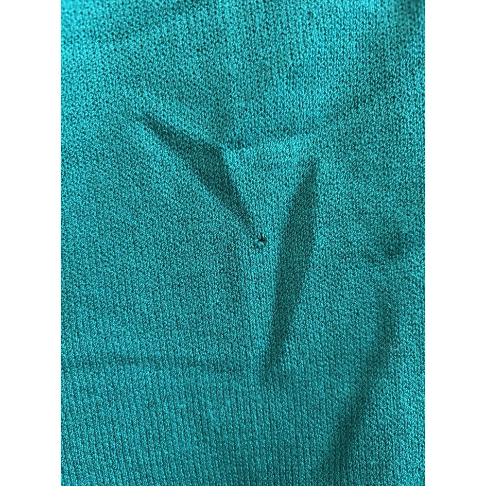 Vintage St. John Short Sleeve Teal Knit Sweater Size Large Made USA Old Money - Picture 8 of 8